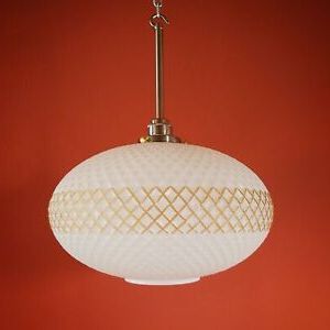 Most Popular Antique Gold Pendant Lights With Regard To Retro Opaline Oval Glass Globe Pendant Light With Gold (View 8 of 10)