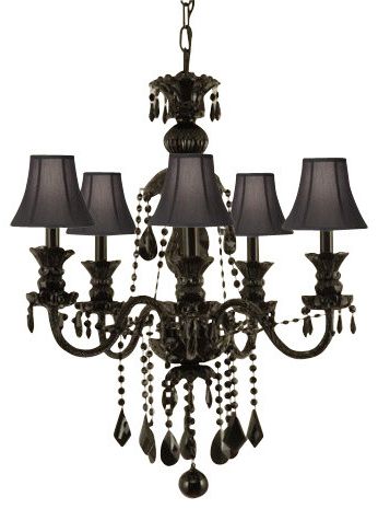 Most Popular Black Shade Chandeliers Pertaining To Jet Black Crystal Chandelier Black Shades – Traditional (View 6 of 10)