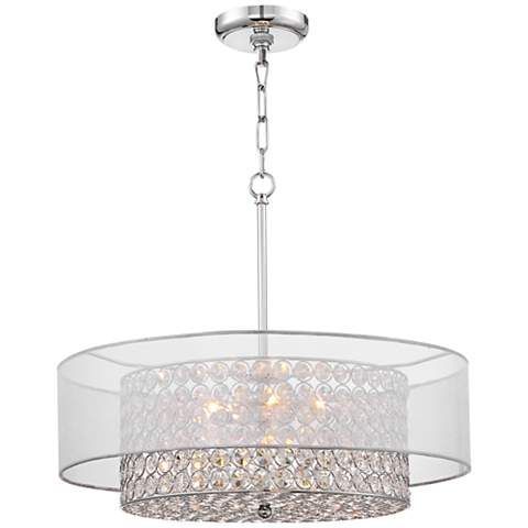 Most Popular Organza Silver Pendant Lights With Regard To Possini Euro Viviette 20" Wide Crystal Drum Pendant Light (View 6 of 10)