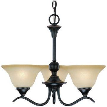 Most Popular Textured Glass And Oil Rubbed Bronze Metal Pendant Lights With Regard To Dover 3 Light Shaded Chandelier (View 5 of 10)