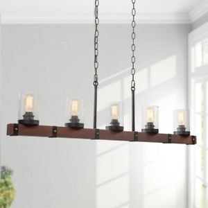 Most Recent Asben Ii 5 Light Modern Farmhouse Chandelier Wood Black Intended For Black Finish Modern Chandeliers (View 8 of 10)