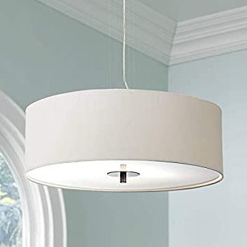 Most Recent Brushed Nickel Pendant Chandelier 24" Wide Modern White With Regard To Brushed Nickel Modern Chandeliers (Photo 1 of 10)