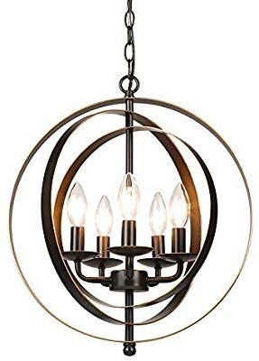 Most Recent Co Z 5 Light Orb Chandelier, Sphere Orb Hanging Lights For With Bronze Sphere Foyer Pendant (View 4 of 10)