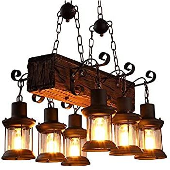 Most Recently Released Wood Kitchen Island Light Chandeliers Pertaining To Amazon: Eoyemin Farmhouse Lighting Industrial Rustic (View 4 of 10)