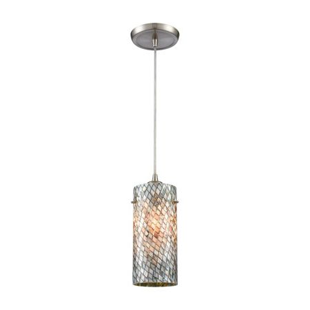 Most Up To Date Stone Gray And Nickel Chandeliers Intended For Elk Lighting 10447/1 1 Light Mini Pendant In Satin Nickel (View 8 of 10)