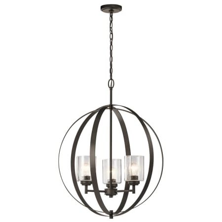 Newest Kichler 44034ni Brushed Nickel Winslow 3 Light 25" Wide Pertaining To 3 Light Pendant Chandeliers (View 4 of 10)