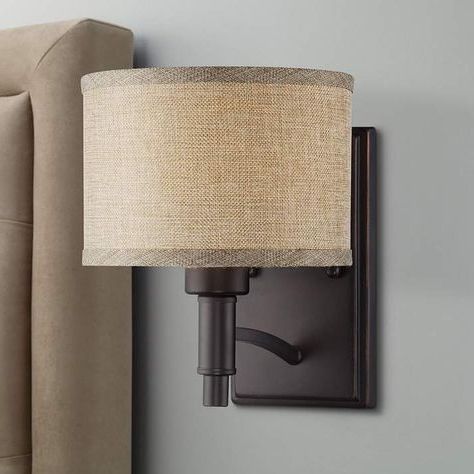 Oatmeal Linen Shade Chandeliers Regarding Most Recently Released La Pointe 9" High Oatmeal Linen Shade Wall Sconce – #6g (View 7 of 10)