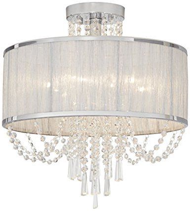 Organza Silver Pendant Lights With Trendy Ellisia 19 3/4"w Silver Organza Shade Chrome Ceiling Light (View 3 of 10)