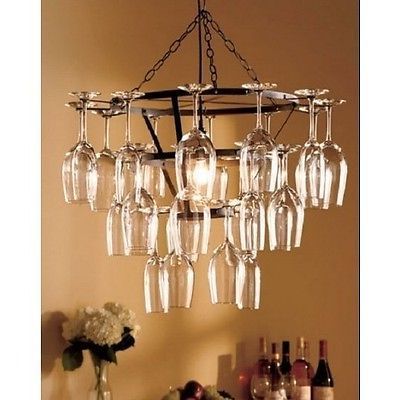 Popular New Dining Bar Tiered Wine Glass Rack Chandelier Ceiling Throughout Champagne Glass Chandeliers (Photo 1 of 10)