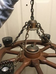 Popular Wagon Wheel Chandeliers Intended For Vintage Wooden Wagon Wheel 4 Light Chandelier 19x19,  (View 9 of 10)