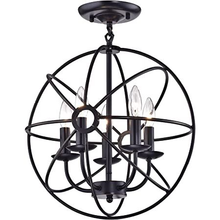Recent Edvivi Dover 5 Light Oil Rubbed Bronze Sphere Orb Cage Intended For Bronze Sphere Foyer Pendant (View 8 of 10)