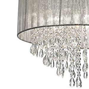 Recent Soft Silver Crystal Chandeliers Pertaining To Jolie Chrome Drum Chandelier Light Fixture 20" Wide Modern (View 5 of 10)