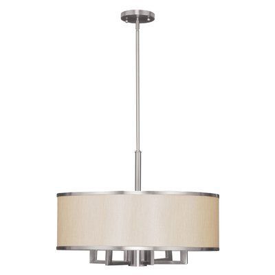 Stone Gray And Nickel Chandeliers Throughout Famous Latitude Run Cana 7 Light Drum Chandelier Shade Color: Ash (View 6 of 10)