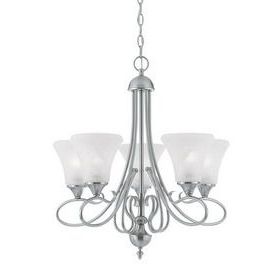 Thomas Lighting Elipse 5 Light Brushed Nickel Chandelier Intended For Most Recent Brushed Nickel Metal And Wood Modern Chandeliers (View 5 of 10)