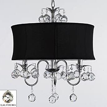 Trendy Modern Black Drum Shade & Crystal Ceiling Chandelier For Black Shade Chandeliers (Photo 2 of 10)