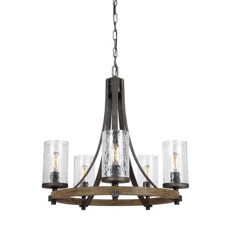 Weathered Oak And Bronze Chandeliers Throughout Recent Feiss Angelo 5 Light Distressed Weathered Oak / Slated (View 8 of 10)