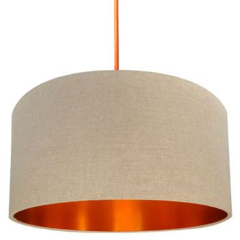 Well Known Oatmeal Linen Shade Chandeliers Regarding Oatmeal Linen Lampshades With Copper Or Gold Lining (View 2 of 10)