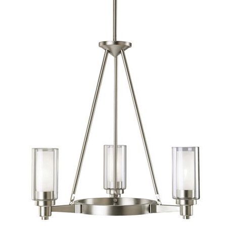 Well Liked Kichler 2343ni Circolo Three Light Chandelier Within Polished Nickel And Crystal Modern Pendant Lights (View 4 of 10)
