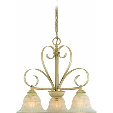 Well Liked Volume Lighting 3323 59 Imperial Bronze Florentia 3 Light Pertaining To Bronze And Scavo Glass Chandeliers (View 9 of 10)