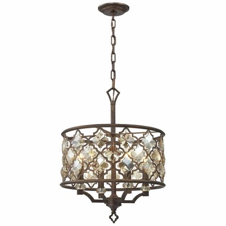 Widely Used 31096/4 Elk Lighting Armand 4 Light Chandelier In For Weathered Oak And Bronze Chandeliers (Photo 5 of 10)