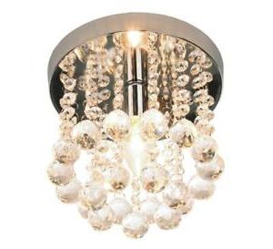 Widely Used Walnut And Crystal Small Mini Chandeliers Intended For Mini Style 1 Light Flush Mount Crystal Chandelier (View 3 of 10)
