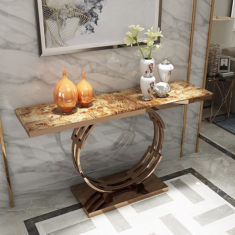 2 Piece Modern Nesting Console Tables Pertaining To Well Liked Luxury Modern Luxury 48" Faux Marble Narrow Console Table (View 4 of 10)