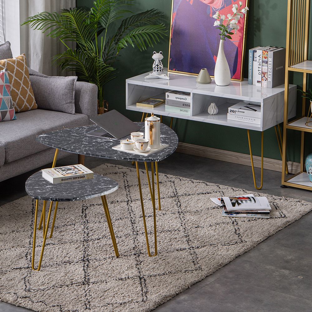 2 Piece Round Console Tables Set For Preferred Modern Nesting Coffee Table, Marble Nesting End Table (View 6 of 10)