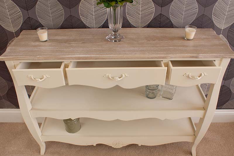 2 Shelf Console Tables Intended For Recent Devon 3 Drawer 2 Shelf Console Table (View 8 of 10)