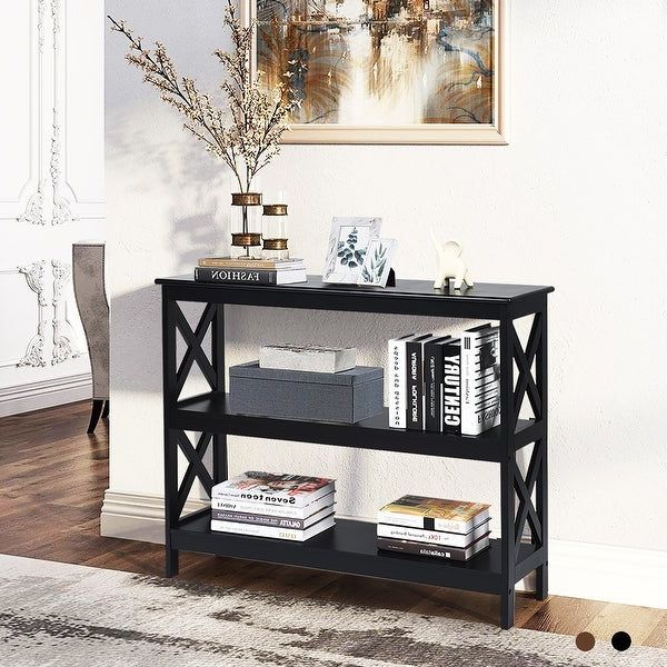 2019 3 Tier Console Tables Within Costway 3 Tier Console Table X Design Bookshelf Sofa Side (View 6 of 10)