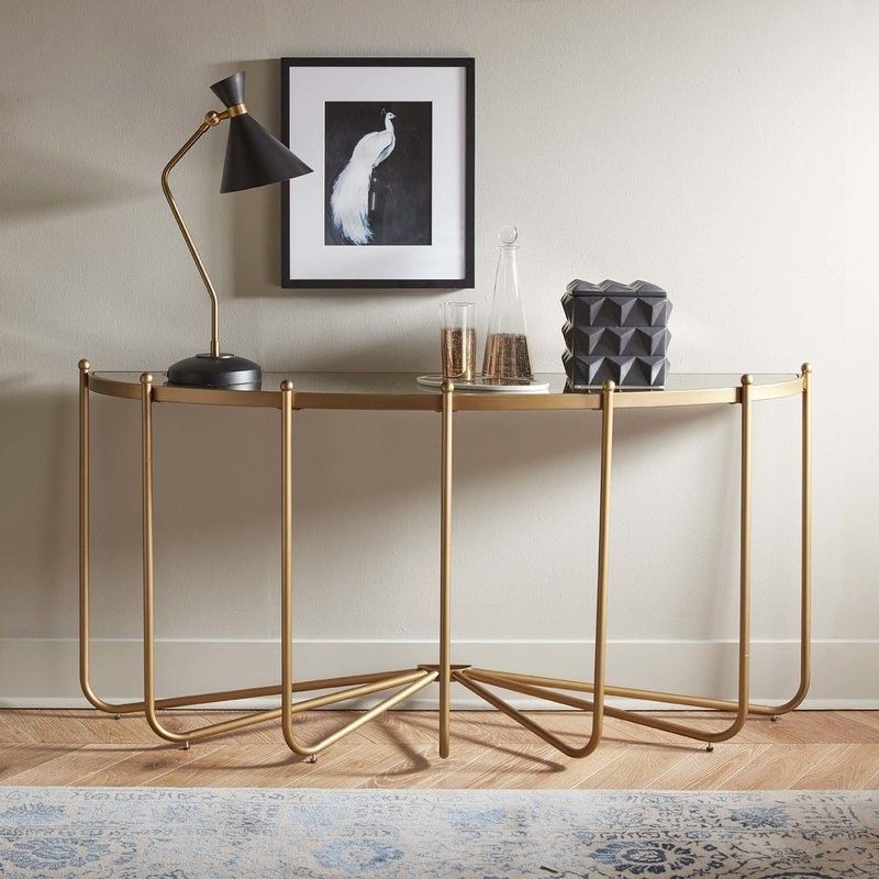 2019 Glass And Silver Modern Console Tables For Your Entryway Regarding Geometric Glass Modern Console Tables (View 4 of 10)
