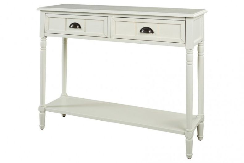 2019 White Geometric Console Tables Within Goverton White Console Sofa Table – 1stopbedrooms (View 8 of 10)