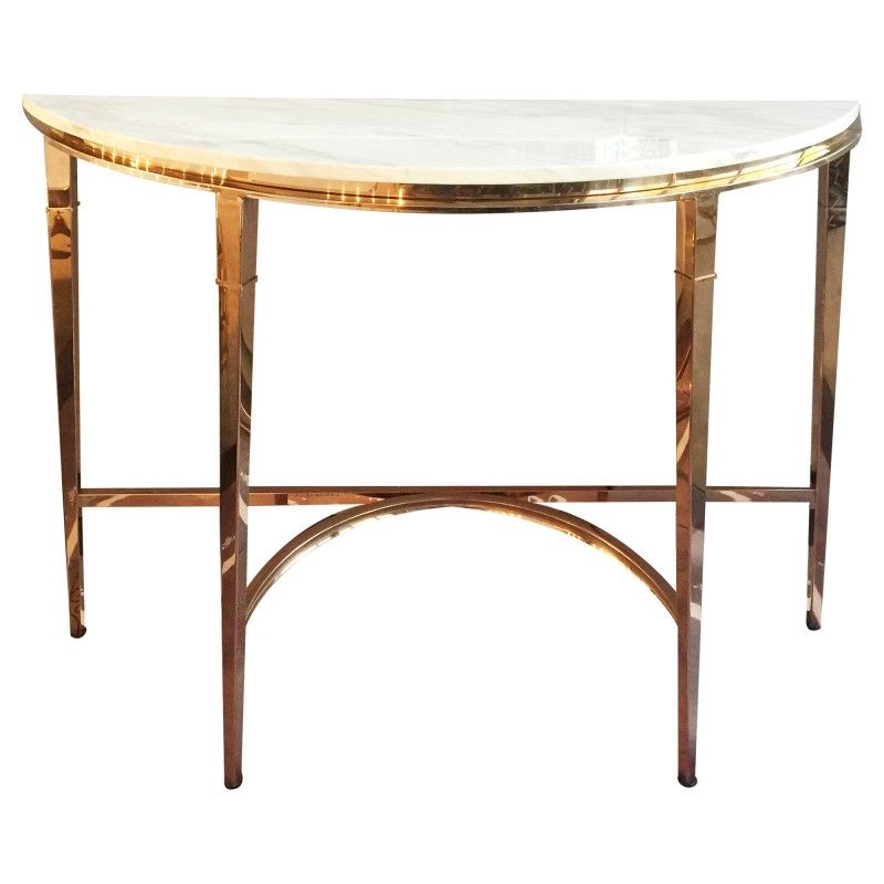 2019 White Marble Gold Metal Console Tables Intended For Mary Marble Topped Metal Semi Round Console Table, 130cm (View 8 of 10)
