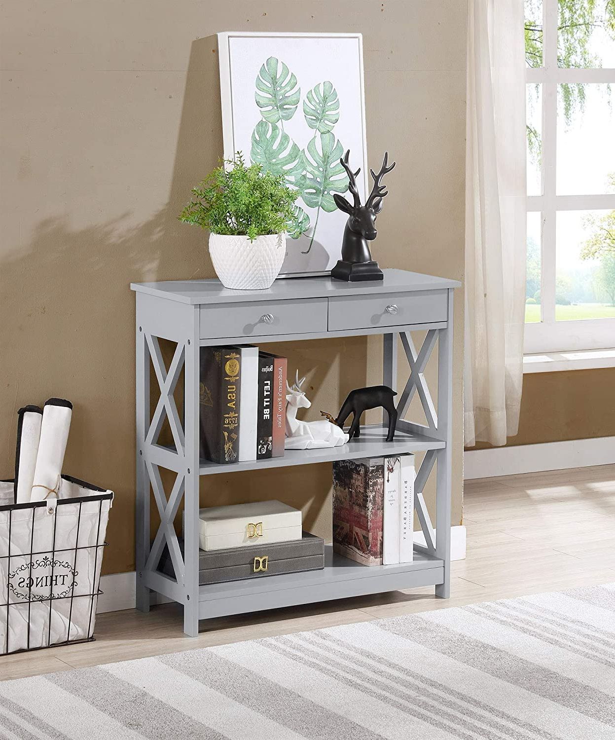 2020 Amazon: Grey Finish 3 Tier Console Sofa Entry Table In 3 Tier Console Tables (View 3 of 10)