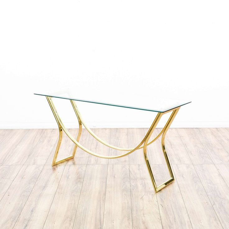2020 Antique Gold And Glass Console Tables Throughout Gold Brass Arched Glass Top Console Table (View 5 of 10)