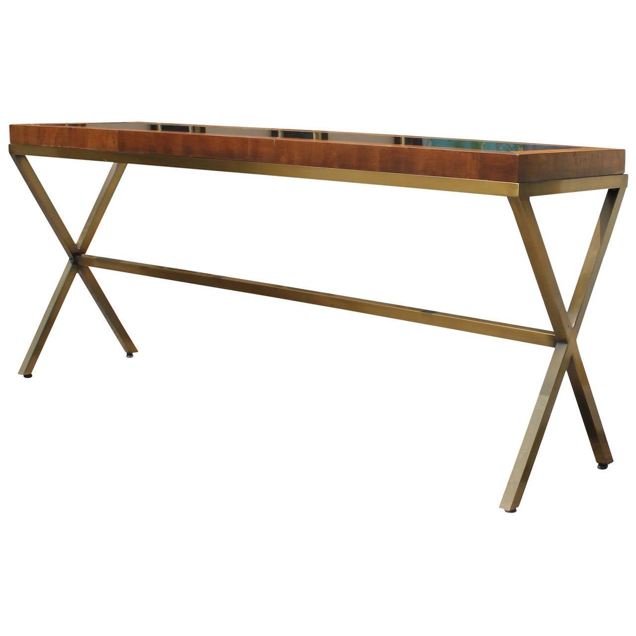 2020 Brass Smoked Glass Console Tables In Stunning Brass, Smoked Glass, And Burl Wood Console At 1stdibs (View 2 of 10)
