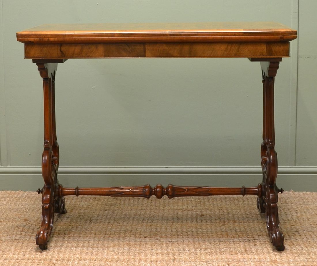 2020 Fine Quality Burr Walnut Antique Card Table / Console Within Walnut Console Tables (View 9 of 10)