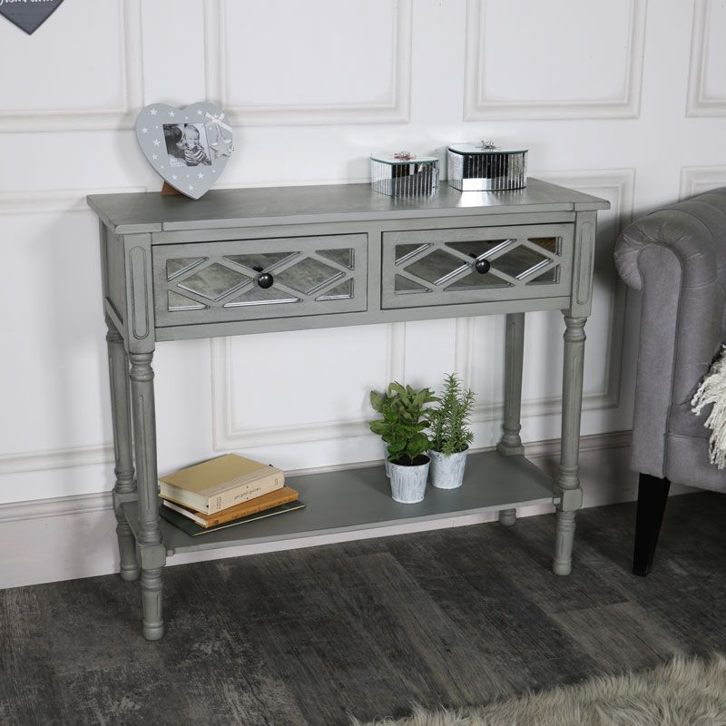 2020 Grey Mirrored Console Table Vienna Range Regarding Smoke Gray Wood Console Tables (View 3 of 10)