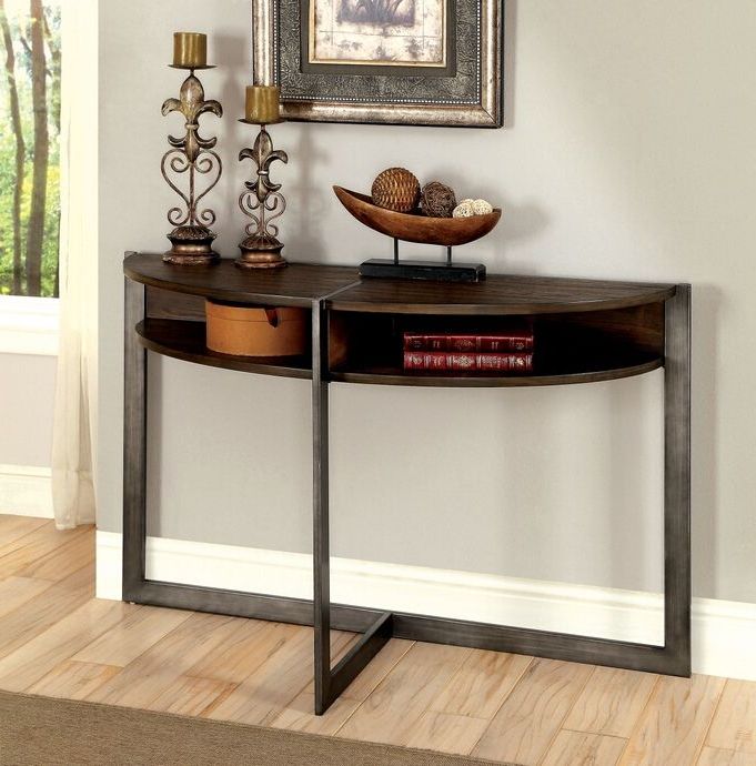2020 Metal And Oak Console Tables Regarding Cm4312s Matilda Transitional Style Antique Oak Finish Wood (View 6 of 10)