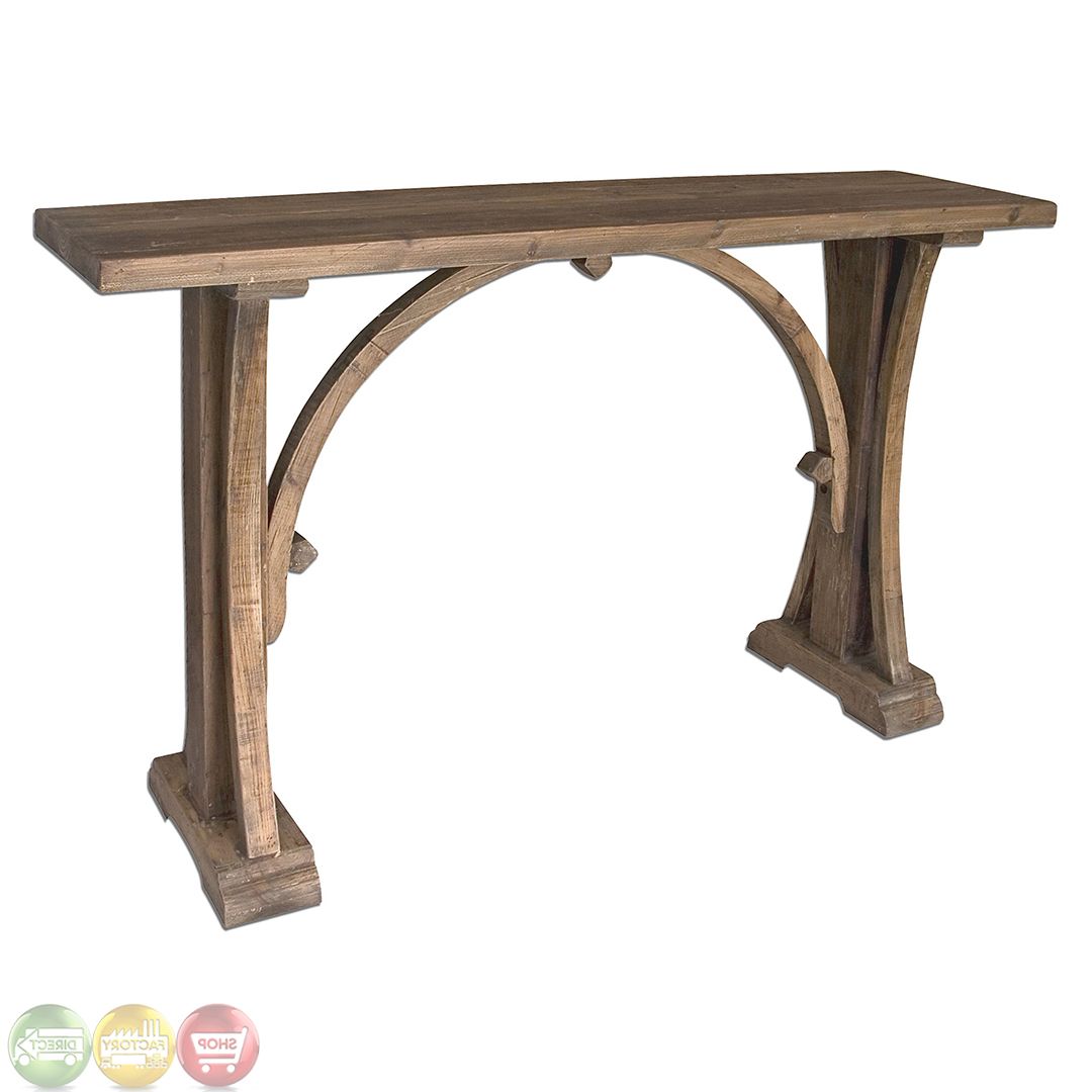 2020 Natural Wood Console Tables Pertaining To Genesis Reclaimed Wood Rustic Console Table  (View 10 of 10)