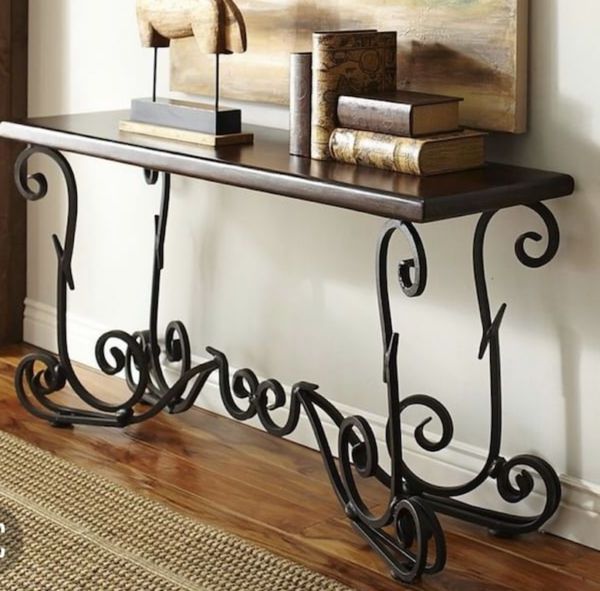 2020 Pier One Console Tables With Wrought Iron Legs/ Two For Throughout Round Iron Console Tables (View 10 of 10)