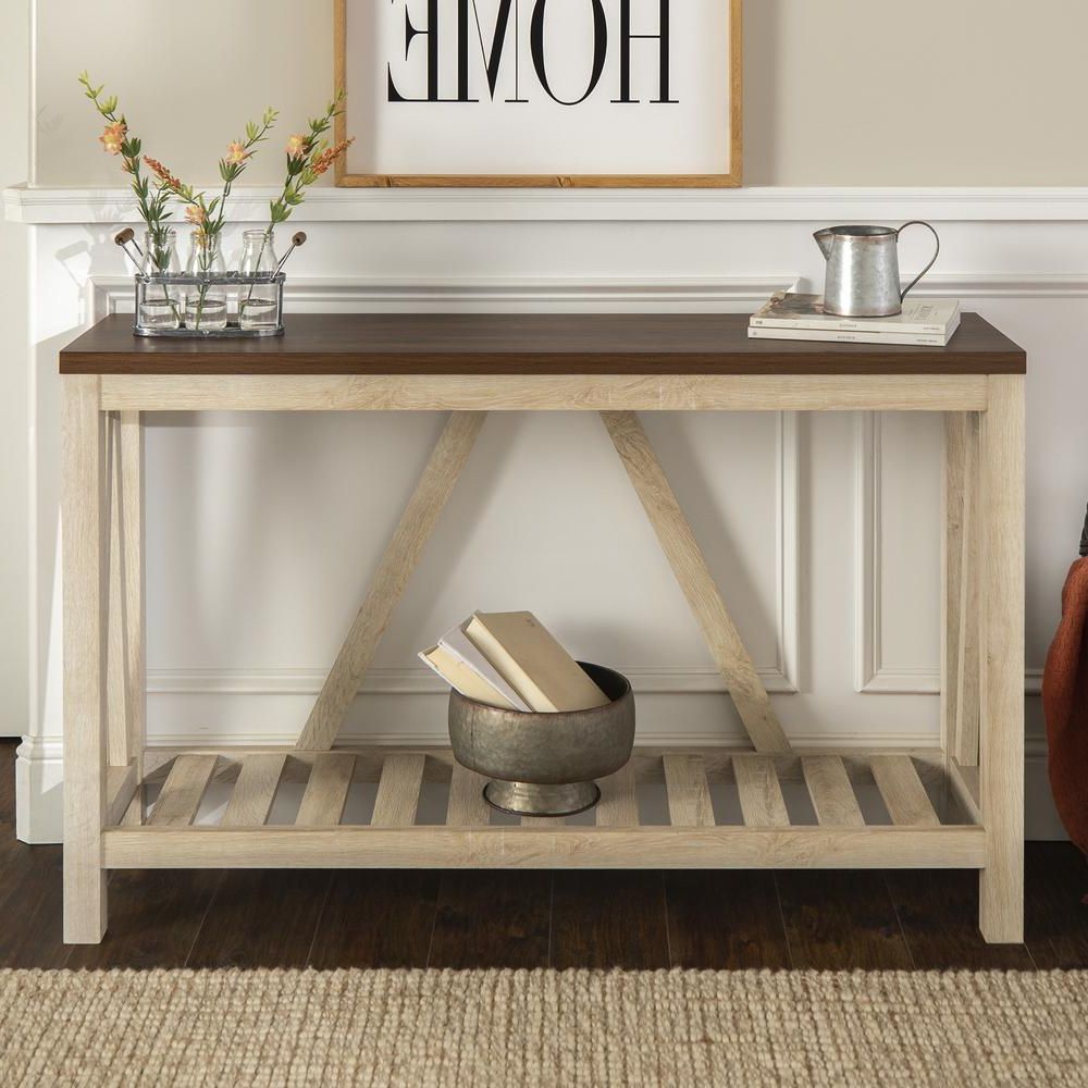 2020 Rustic Oak And Black Console Tables In 52" A Frame Rustic Entry Console Table – Dark Walnut/white Oak (View 10 of 10)