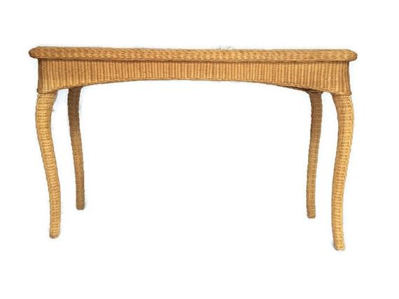 2020 Vintage Au Natural Rattan Wicker Console Table Foyer Throughout Natural Woven Banana Console Tables (View 7 of 10)