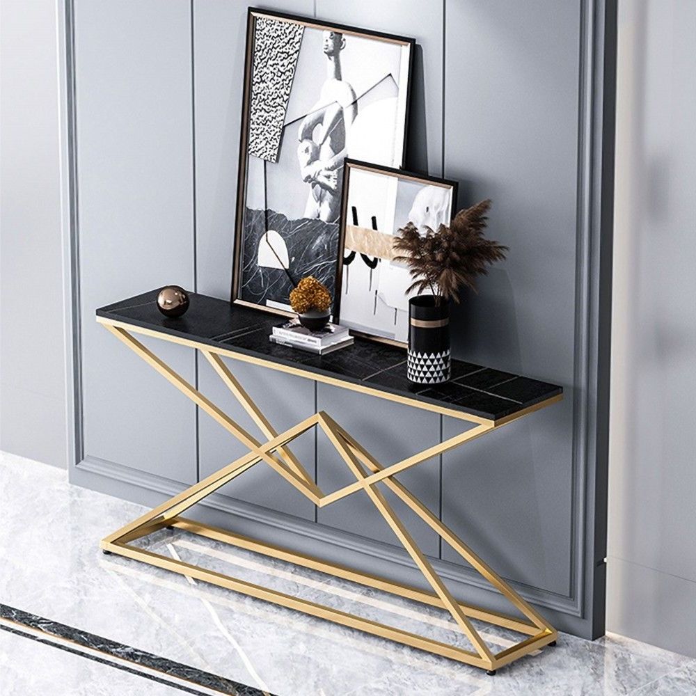 2020 White Marble And Gold Console Tables Inside Modern White Luxury Stone Narrow Console Table Rectangle (View 3 of 10)