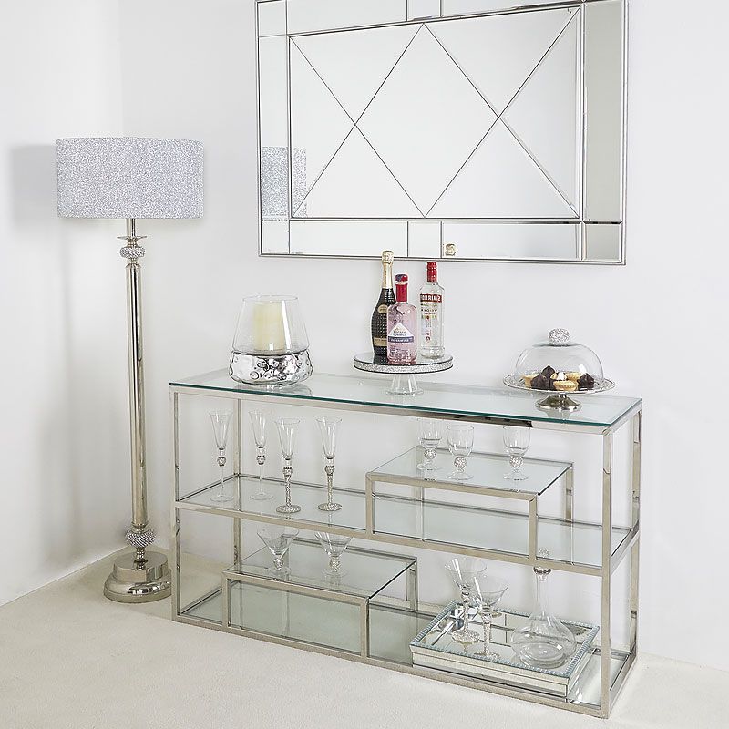 3 Tier Console Tables Inside Trendy Bailey Stainless Steel 3 Tier Console Table With Glass (View 10 of 10)