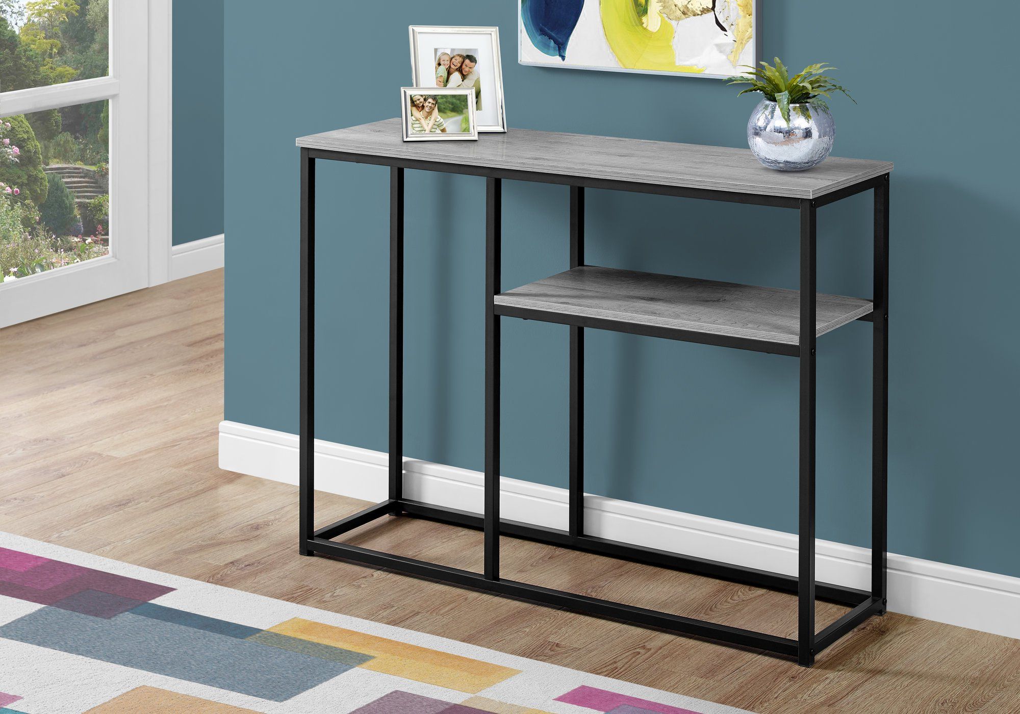Accent Table – 42"l / Grey / Black Metal Hall Console Intended For Best And Newest Black Console Tables (View 2 of 10)