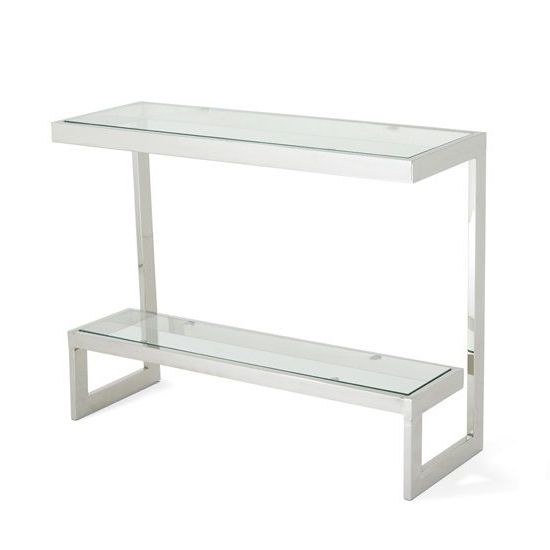 Alana Glass Console Table Rectangular In Clear With Pertaining To Well Known Rectangular Glass Top Console Tables (View 2 of 10)