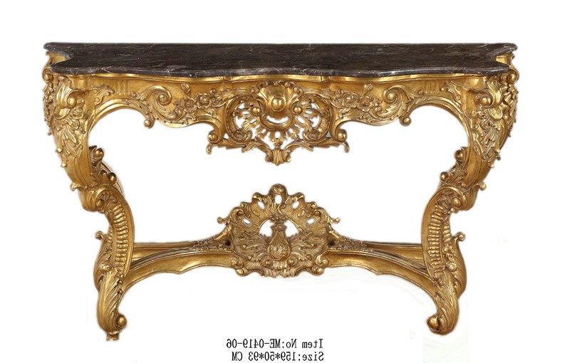 Antique Blue Gold Console Tables In Trendy Antique Gold And Black Marble Top Luxury Console Table (View 9 of 10)