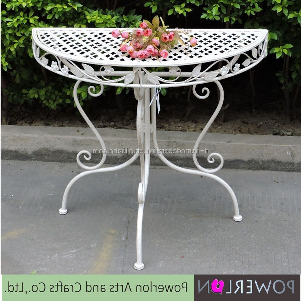 Antique Brass Aluminum Round Console Tables In Fashionable Antique White Metal Wall Corner Half Round Console Table (View 6 of 10)