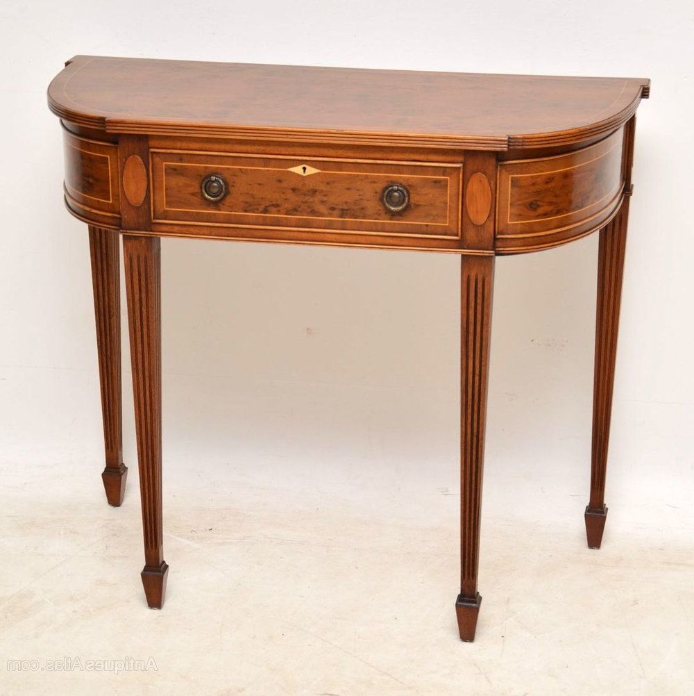 Antique Console Tables Throughout Trendy Antiques Atlas – Antique Inlaid Yew Wood Console Table (View 3 of 10)