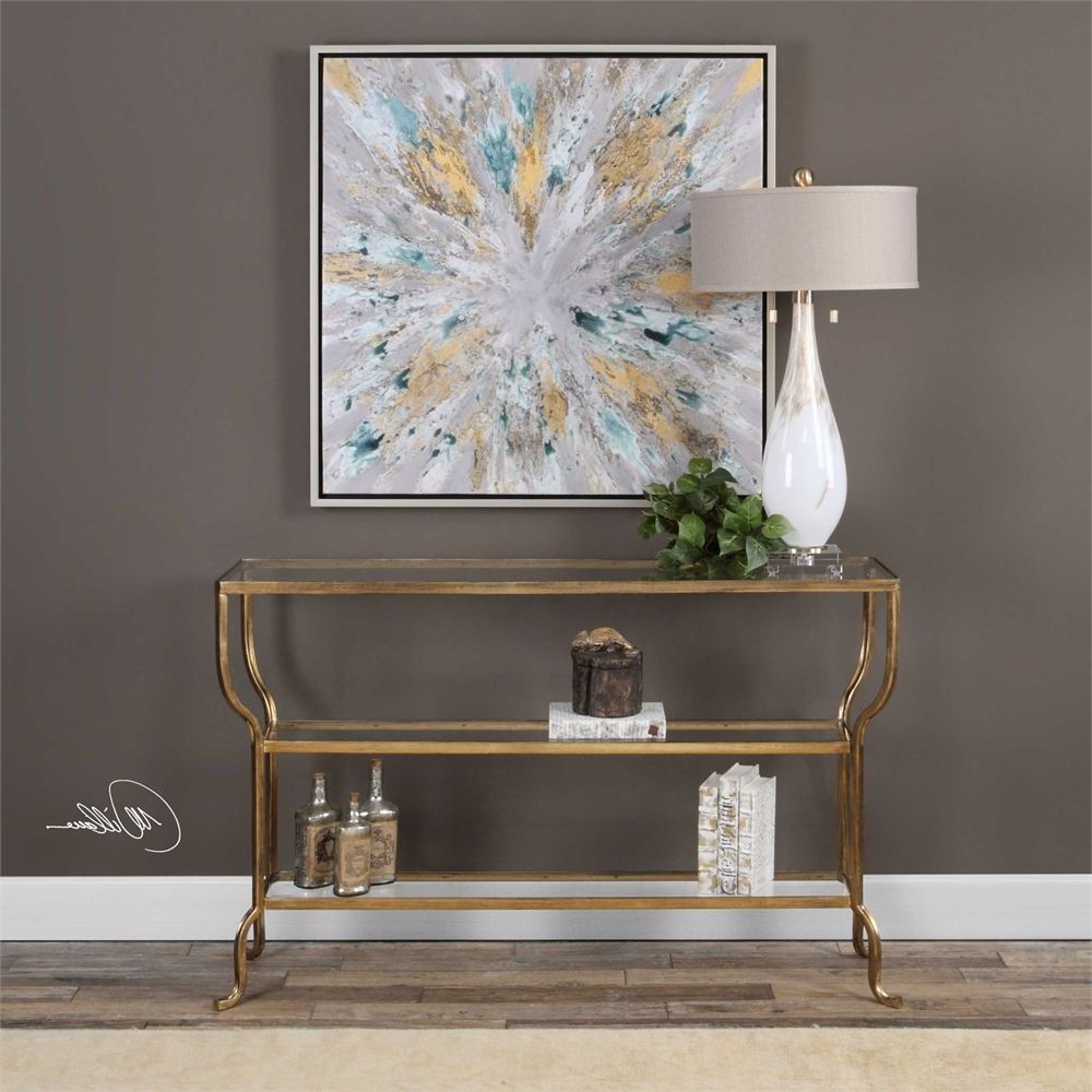 Antique Gold Aluminum Console Tables In Famous Uttermost Deline Gold Console Table (View 2 of 10)